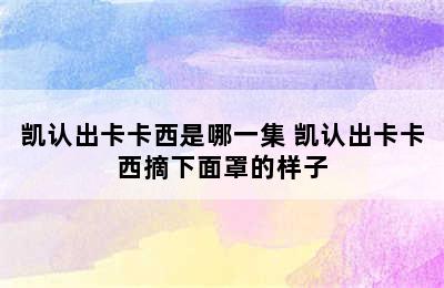 凯认出卡卡西是哪一集 凯认出卡卡西摘下面罩的样子